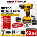 Πιστόλι Θερμού Αέρα Μπαταρίας 36V – έως 530°C