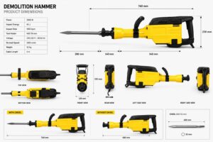 Κατεδαφιστικό Πιστολέτο 2000W 65J – HEX 30mm, Μεταλλική Βαλίτσα & Καλέμια - Image 4